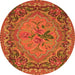 Machine Washable Medallion Orange French Area Rugs, wshtr473org