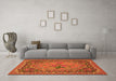 Machine Washable Medallion Orange French Area Rugs in a Living Room, wshtr473org
