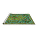 Sideview of Machine Washable Medallion Turquoise French Area Rugs, wshtr473turq