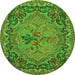 Machine Washable Medallion Green French Area Rugs, wshtr473grn