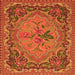 Round Machine Washable Medallion Orange French Area Rugs, wshtr473org