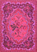 Machine Washable Medallion Pink French Rug, wshtr473pnk