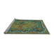 Sideview of Machine Washable Medallion Light Blue French Rug, wshtr473lblu