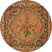 Round Medallion Brown French Rug, tr473brn