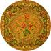 Round Medallion Yellow French Rug, tr473yw