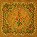 Square Machine Washable Medallion Yellow French Rug, wshtr473yw