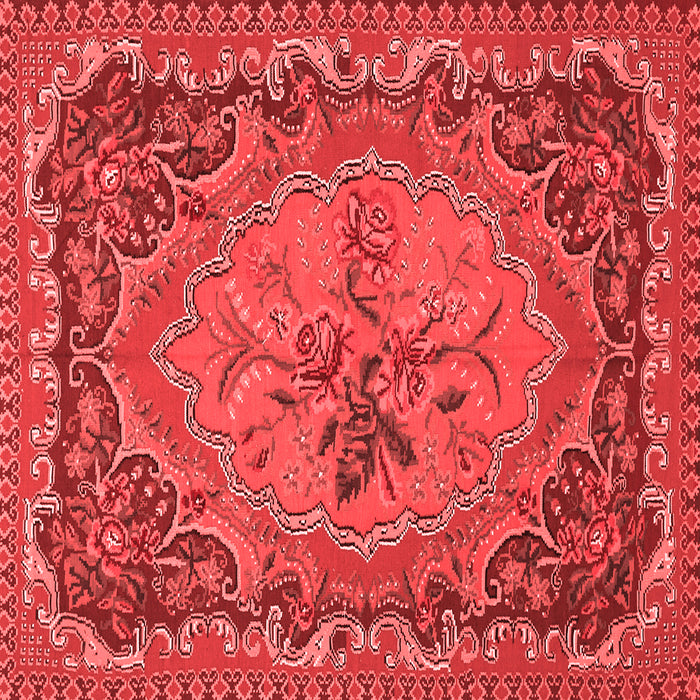 Machine Washable Medallion Red French Rug, wshtr473red