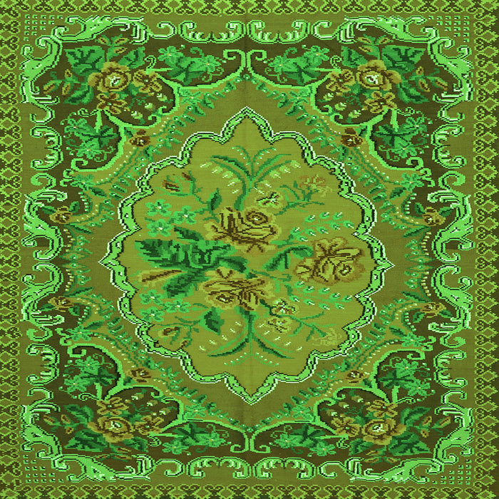 Serging Thickness of Medallion Green French Rug, tr473grn