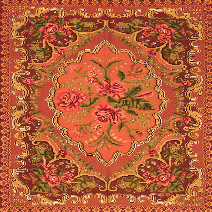 Serging Thickness of Medallion Orange French Rug, tr473org