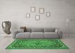 Machine Washable Medallion Emerald Green French Area Rugs in a Living Room,, wshtr473emgrn