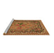 Sideview of Machine Washable Medallion Brown French Rug, wshtr473brn