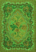 Serging Thickness of Machine Washable Medallion Green French Area Rugs, wshtr473grn