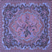 Square Machine Washable Medallion Blue French Rug, wshtr473blu