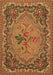 Machine Washable Medallion Brown French Rug, wshtr473brn