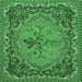 Square Medallion Emerald Green French Rug, tr473emgrn