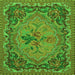 Round Machine Washable Medallion Green French Area Rugs, wshtr473grn