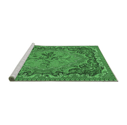 Sideview of Machine Washable Medallion Emerald Green French Area Rugs, wshtr473emgrn