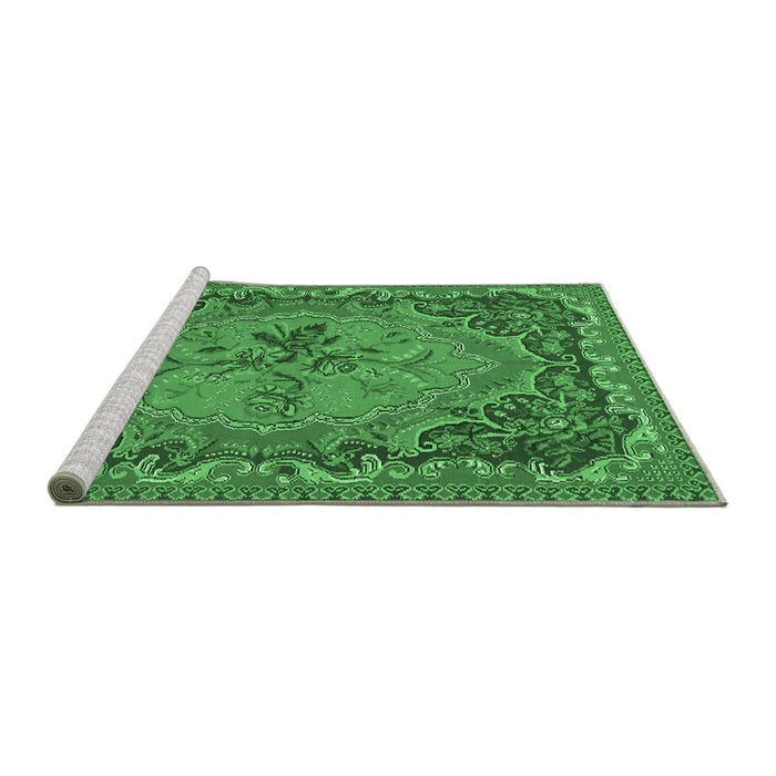 Sideview of Machine Washable Medallion Emerald Green French Area Rugs, wshtr473emgrn
