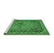 Sideview of Machine Washable Medallion Emerald Green French Area Rugs, wshtr473emgrn