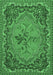 Machine Washable Medallion Emerald Green French Area Rugs, wshtr473emgrn