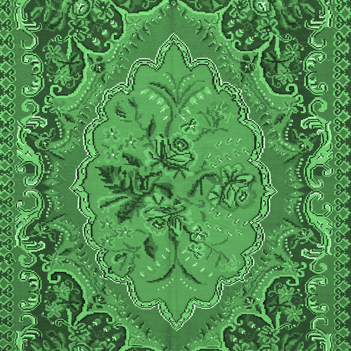 Machine Washable Medallion Emerald Green French Area Rugs, wshtr473emgrn