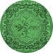 Round Medallion Emerald Green French Rug, tr473emgrn