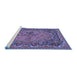 Sideview of Machine Washable Medallion Blue French Rug, wshtr473blu