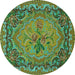 Round Medallion Turquoise French Rug, tr473turq