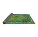 Sideview of Medallion Turquoise French Rug, tr473turq