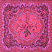 Square Machine Washable Medallion Pink French Rug, wshtr473pnk