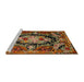 Sideview of Machine Washable Traditional Cinnamon Brown Rug, wshtr474