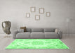 Machine Washable Persian Emerald Green Traditional Area Rugs in a Living Room,, wshtr4740emgrn