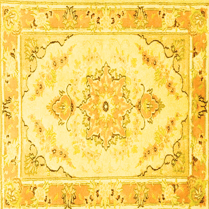 Square Machine Washable Persian Yellow Traditional Rug, wshtr4740yw