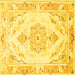 Square Machine Washable Persian Yellow Traditional Rug, wshtr4740yw