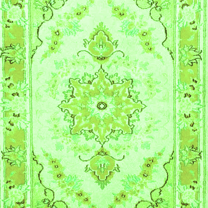 Serging Thickness of Machine Washable Persian Green Traditional Area Rugs, wshtr4740grn