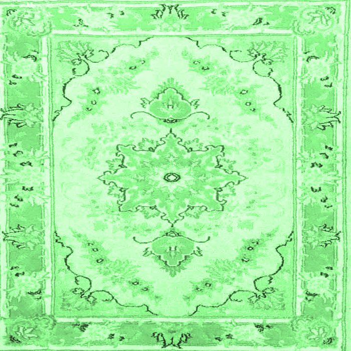 Square Machine Washable Persian Emerald Green Traditional Area Rugs, wshtr4740emgrn
