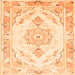 Round Machine Washable Persian Orange Traditional Area Rugs, wshtr4740org
