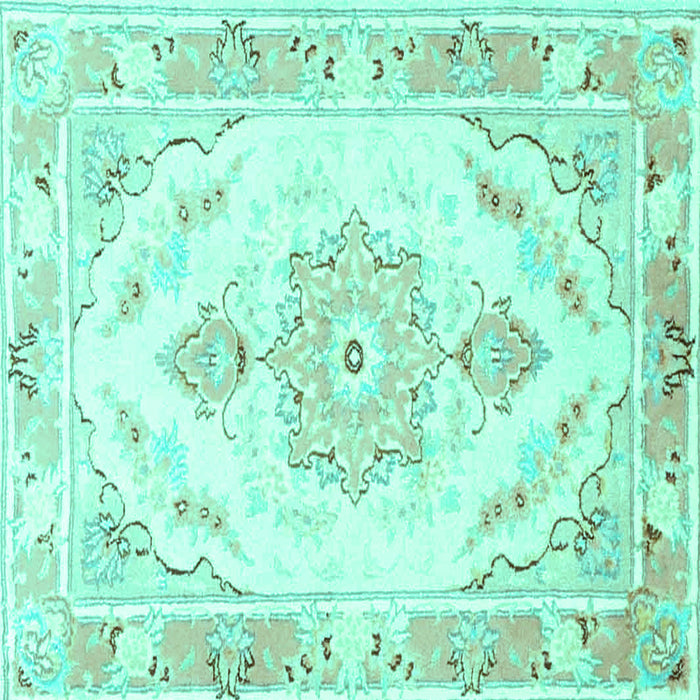 Square Machine Washable Persian Turquoise Traditional Area Rugs, wshtr4740turq