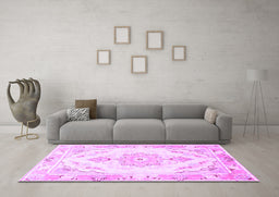 Machine Washable Persian Purple Traditional Area Rugs in a Living Room, wshtr4740pur