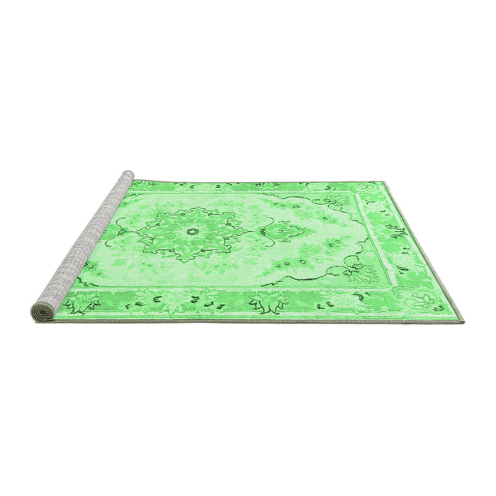 Sideview of Machine Washable Persian Emerald Green Traditional Area Rugs, wshtr4740emgrn