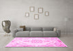 Machine Washable Persian Pink Traditional Rug in a Living Room, wshtr4740pnk