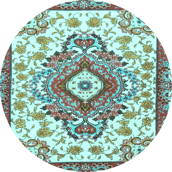 Round Machine Washable Persian Light Blue Traditional Rug, wshtr4741lblu