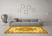 Machine Washable Persian Yellow Traditional Rug in a Living Room, wshtr4741yw