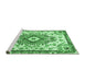 Sideview of Machine Washable Persian Emerald Green Traditional Area Rugs, wshtr4741emgrn