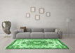 Machine Washable Persian Emerald Green Traditional Area Rugs in a Living Room,, wshtr4741emgrn