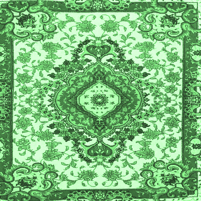 Square Machine Washable Persian Emerald Green Traditional Area Rugs, wshtr4741emgrn