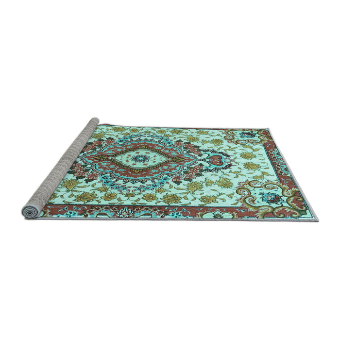 Sideview of Machine Washable Persian Light Blue Traditional Rug, wshtr4741lblu