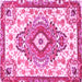 Square Machine Washable Persian Pink Traditional Rug, wshtr4741pnk