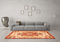 Machine Washable Persian Orange Traditional Rug, wshtr4741org