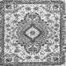 Round Machine Washable Persian Gray Traditional Rug, wshtr4741gry